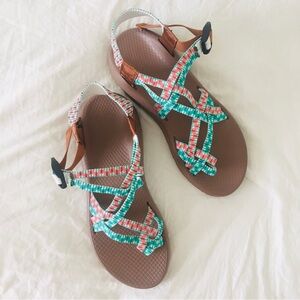 🌊Chacos Sandals Blue Pink Brown Tan Summer Spring Hike Trail Crunchy Granola🏞